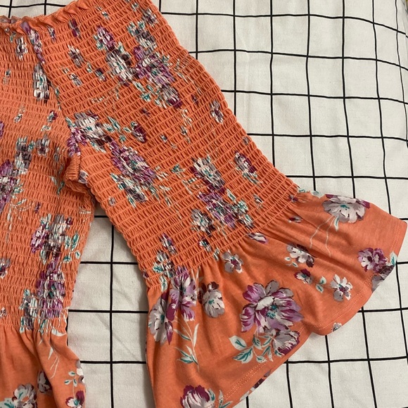 Coral floral elastic top - Picture 3 of 4
